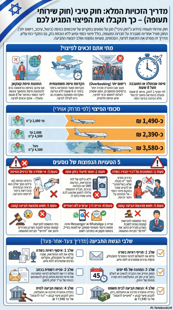 פיצוי על ביטול טיסה - מדריך מלא