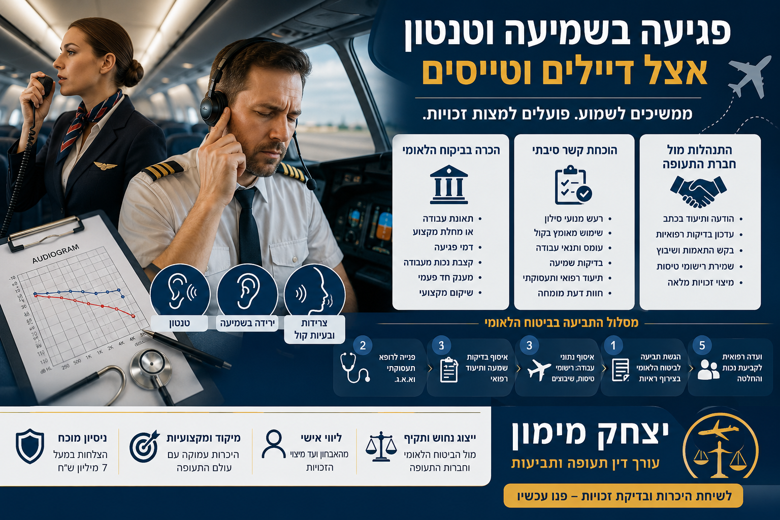 פגיעה בשמיעה דיילים וטייסים